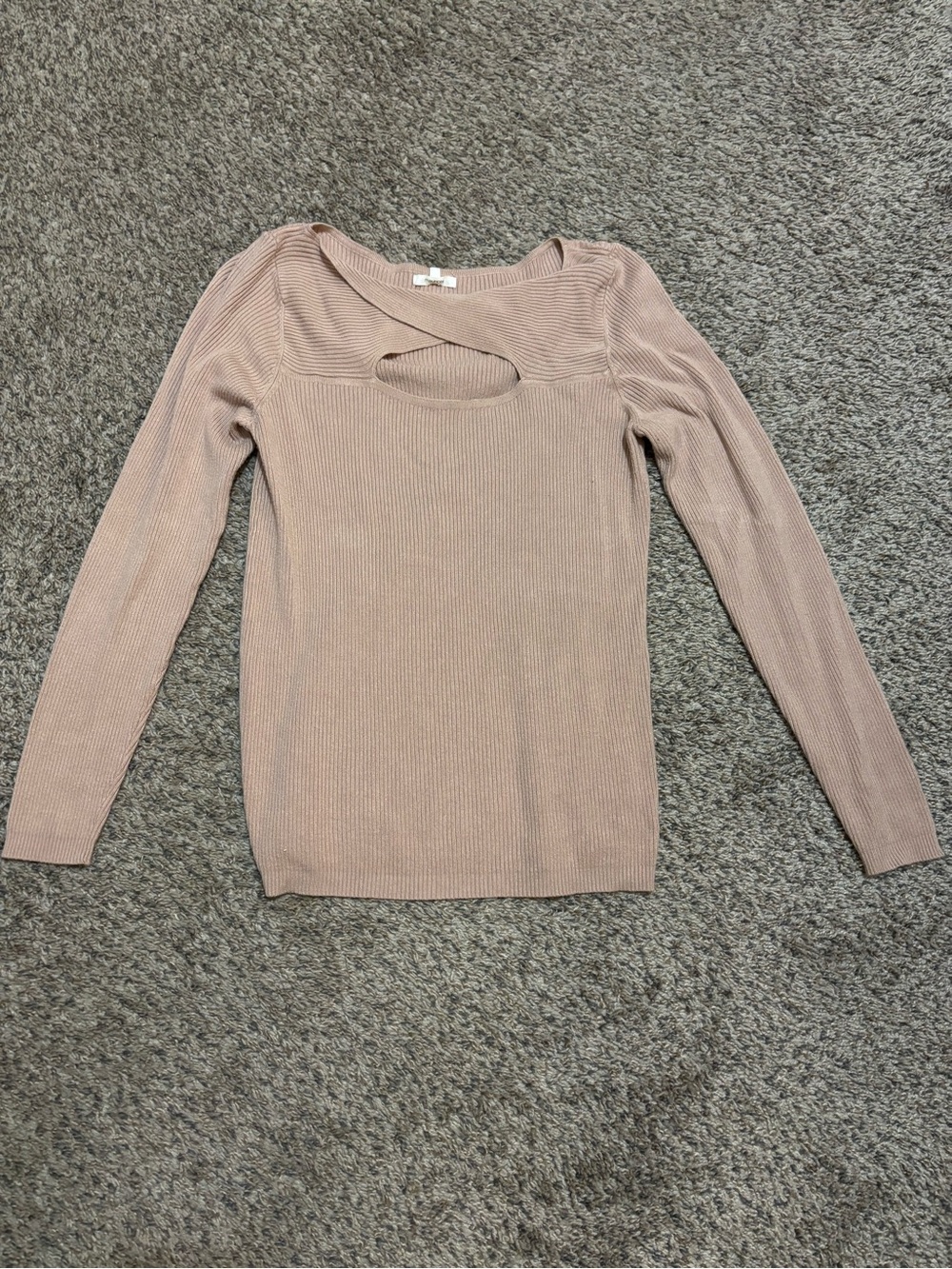 Maurices Dusty Blush Ribbed Long Sleeve Cutout Top